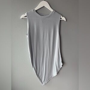 Athleta silver grey Cloudlight asymmetric Restore tank top Women’s size S
